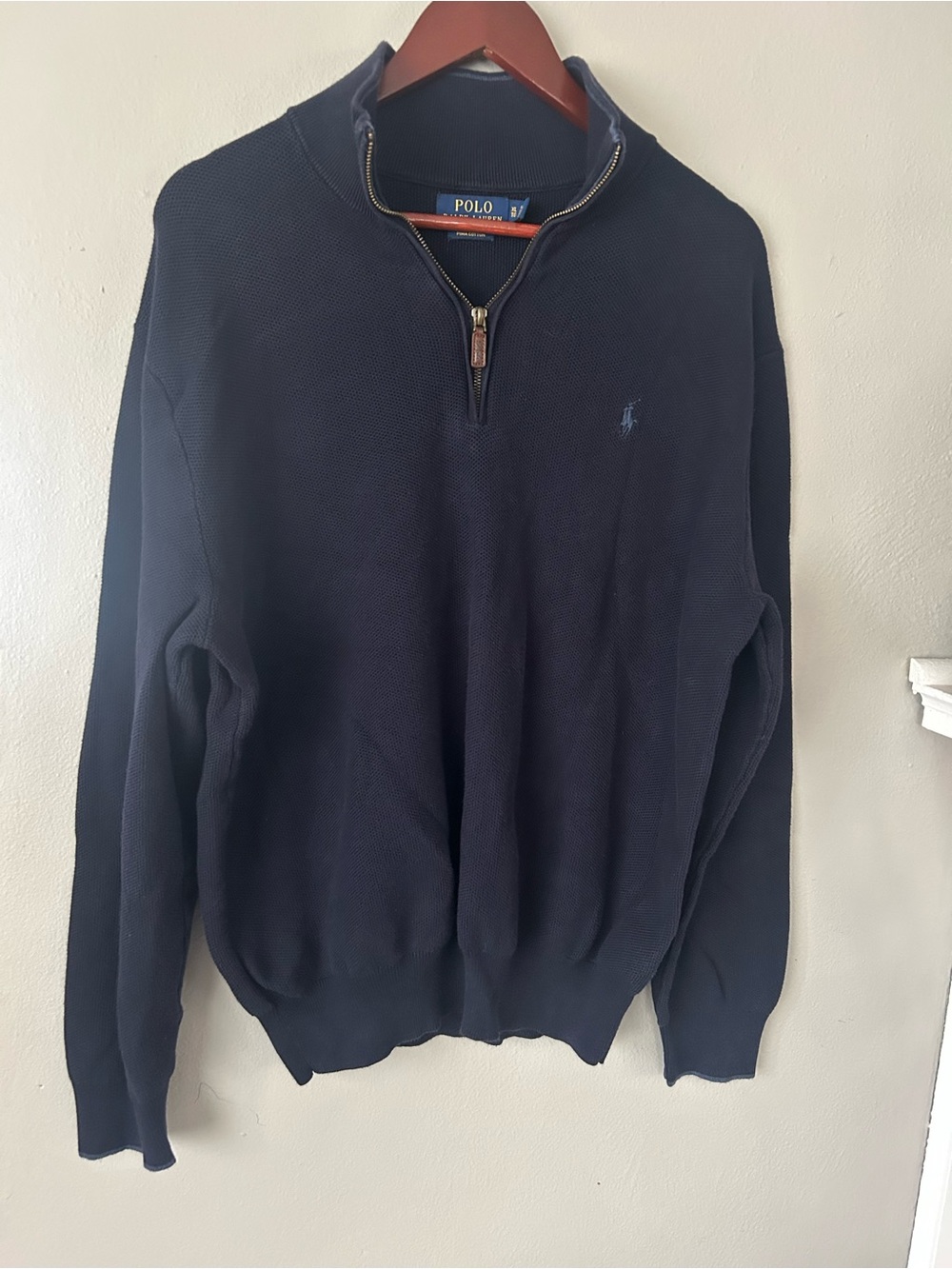 Polo Ralph Lauren Navy 1/4 Zip Pima Cotton Sweater XL
